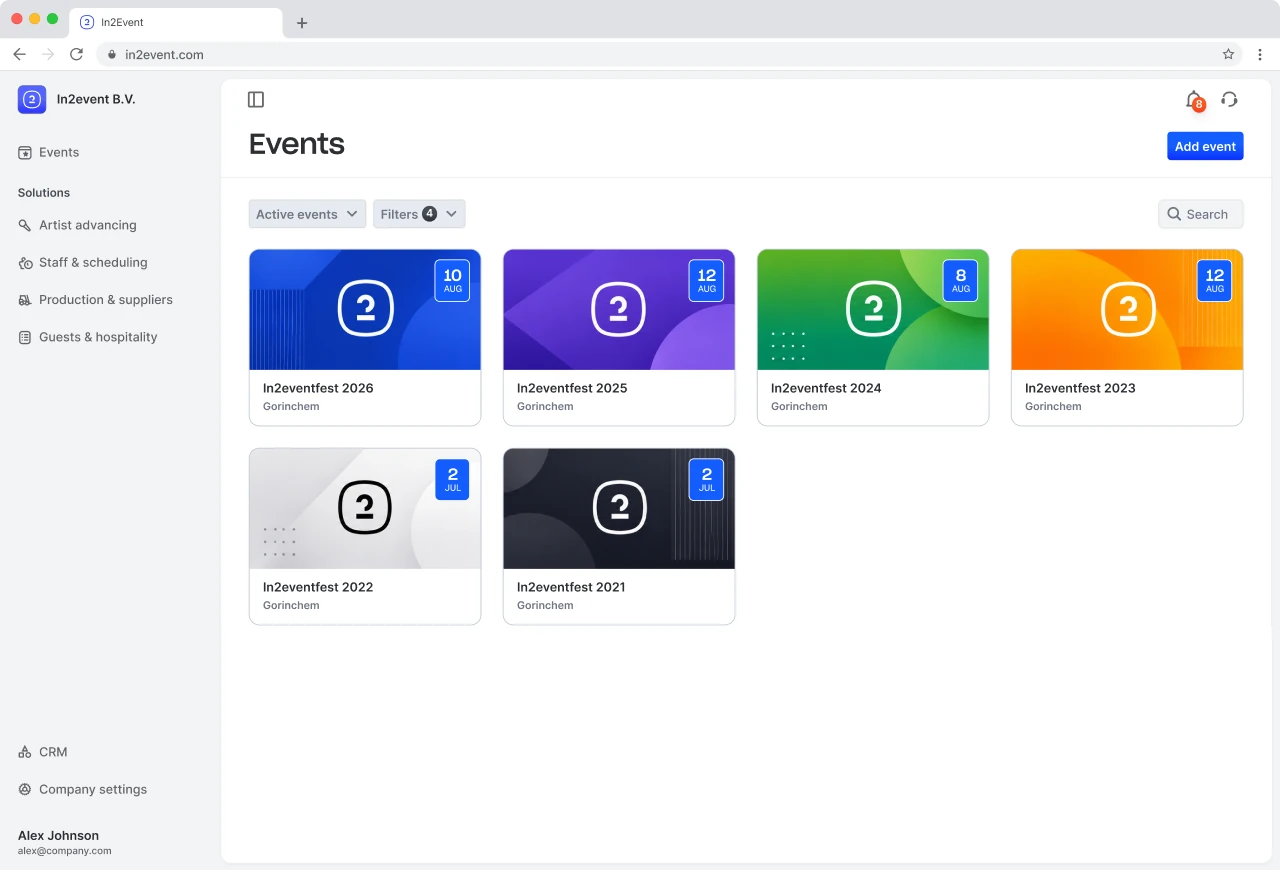 The In2event platform