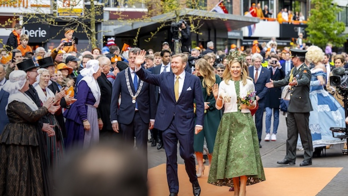 King Willem-Alexander and Queen Máxima greeting the crowd in Emmen on King’s Day