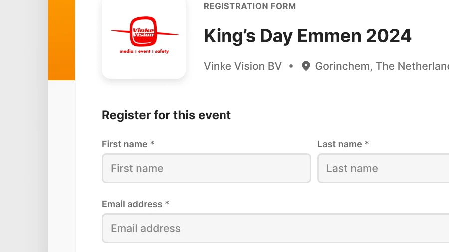 The King’s Day Emmen 2024 registration form in In2event