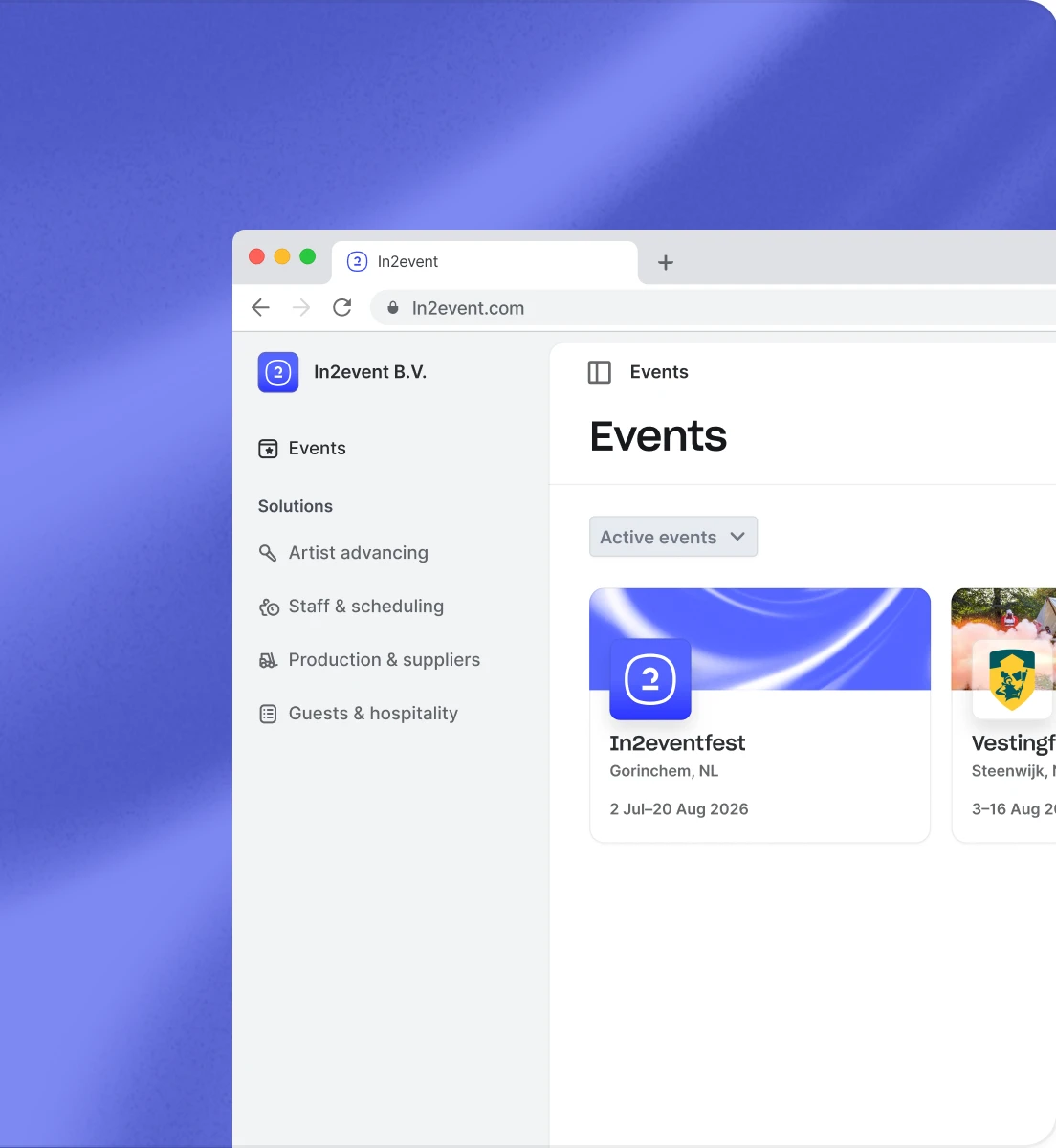 The In2event platform
